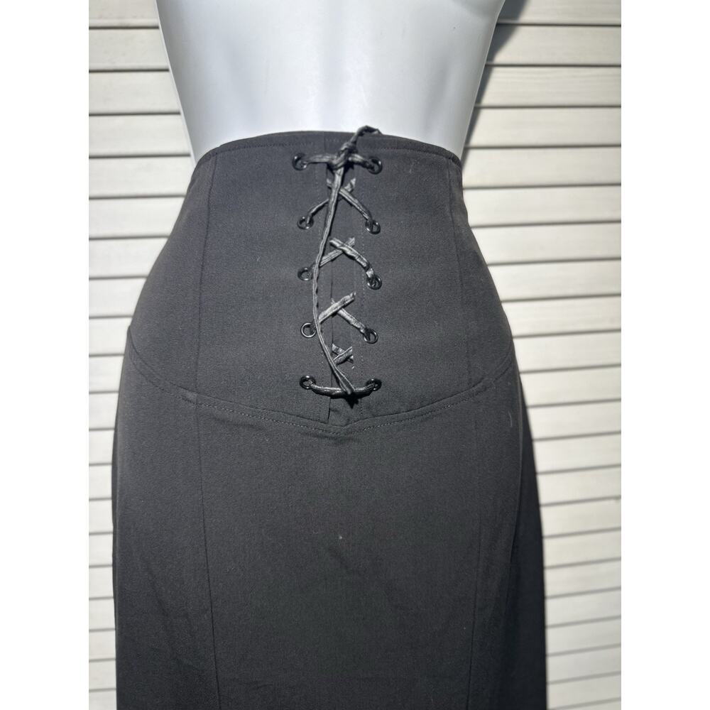 VTG Y2K Newport News Black Corset Lace Up Mermaid Maxi Skirt 4 Romantic Goth - Picture 10 of 14